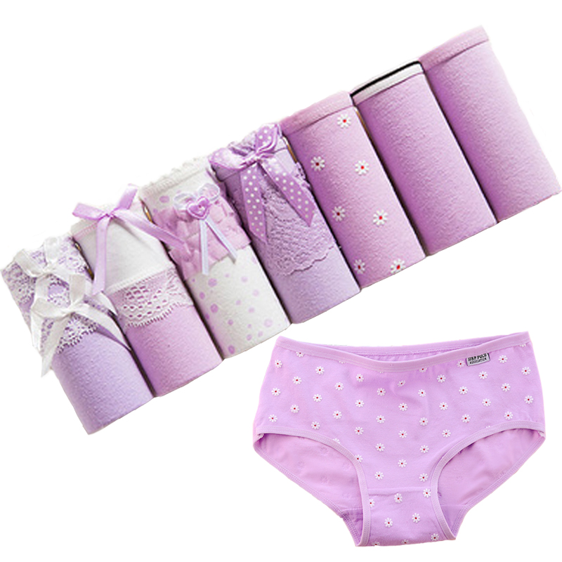 

7 Pcs/lot Sexy Panties Women Underwear Cotton Briefs Print Seamless Lingeries Cueca Shorts Underpant Girls Ladies Thong Tanga, Any type 7 pcs