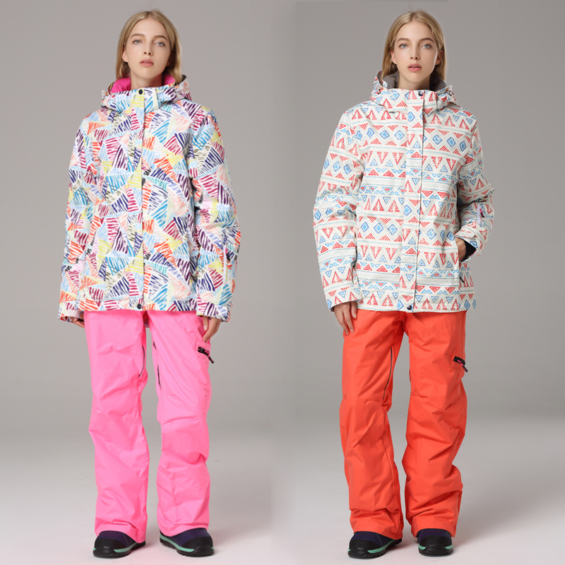 

Ski Suit for Women Winter Warm Thermal Windproof Waterproof Snow Jackets and Pants Female Outdoor Skiing And Snowboarding Suits, Color-02