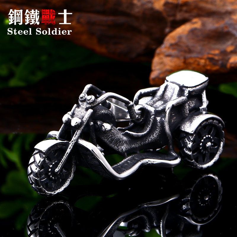 

Steel soldier mobike design pendant chain stainless steel street style women men charm biker jewelry