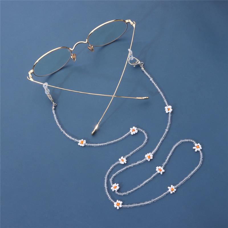 

Sunglasses Frames Daisy Flower Colorful Beaded Chain Chains Necklace Reading Glasses Cord Holder Neck Strap Rope For Eyewear Face Mask