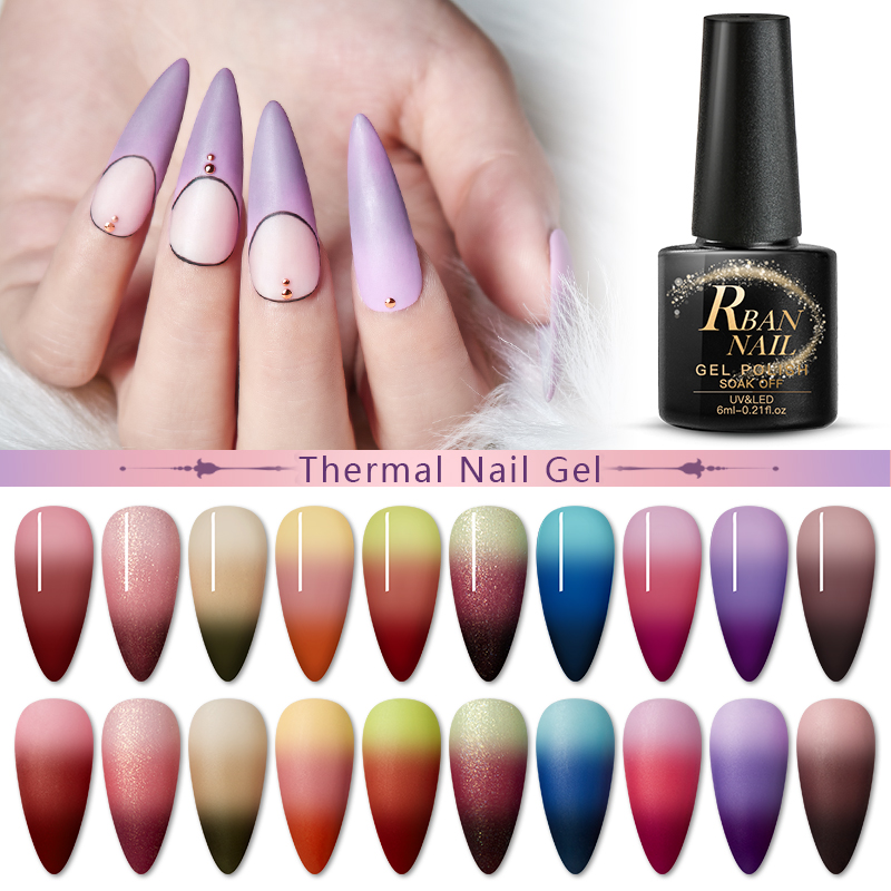 

RBAN NAIL 6ml Thermal Color Changing UV Nail Gel Polish Temperature Change Color Soak Off Long Lasting Chameleon Polish, S04067