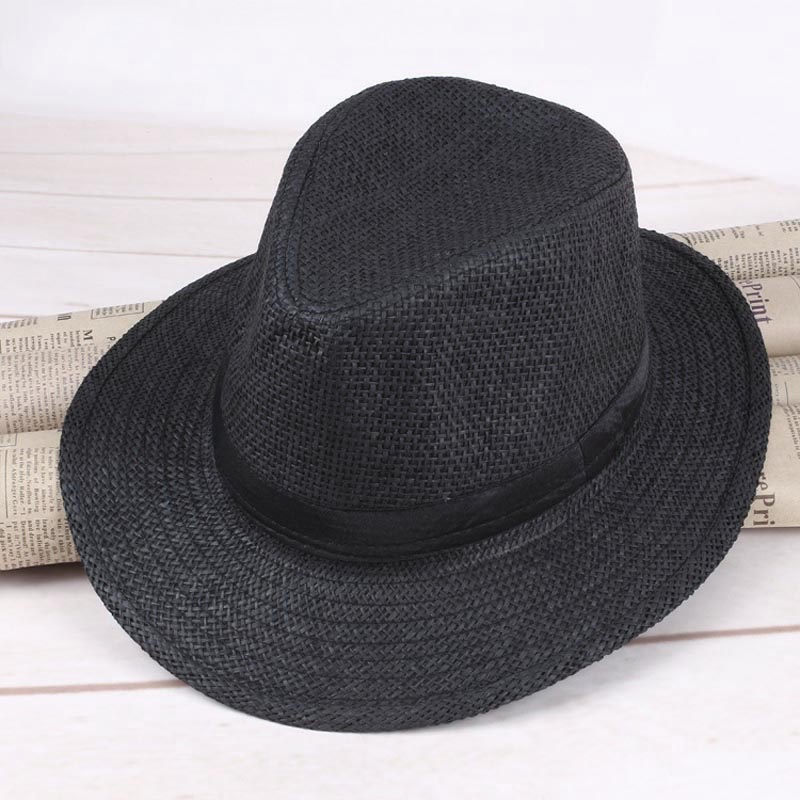 

New Arrival Men Straw Panama Hat Handmade Cowboy Cap Summer Beach Travel Sunhat, Coffee