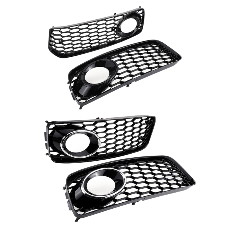 

1Pair Car Front Bumper Fog Light Cellular Grid Hexagonal Front Ventilation Grille For A5 S-Line / S5 B8 5 2008-2012
