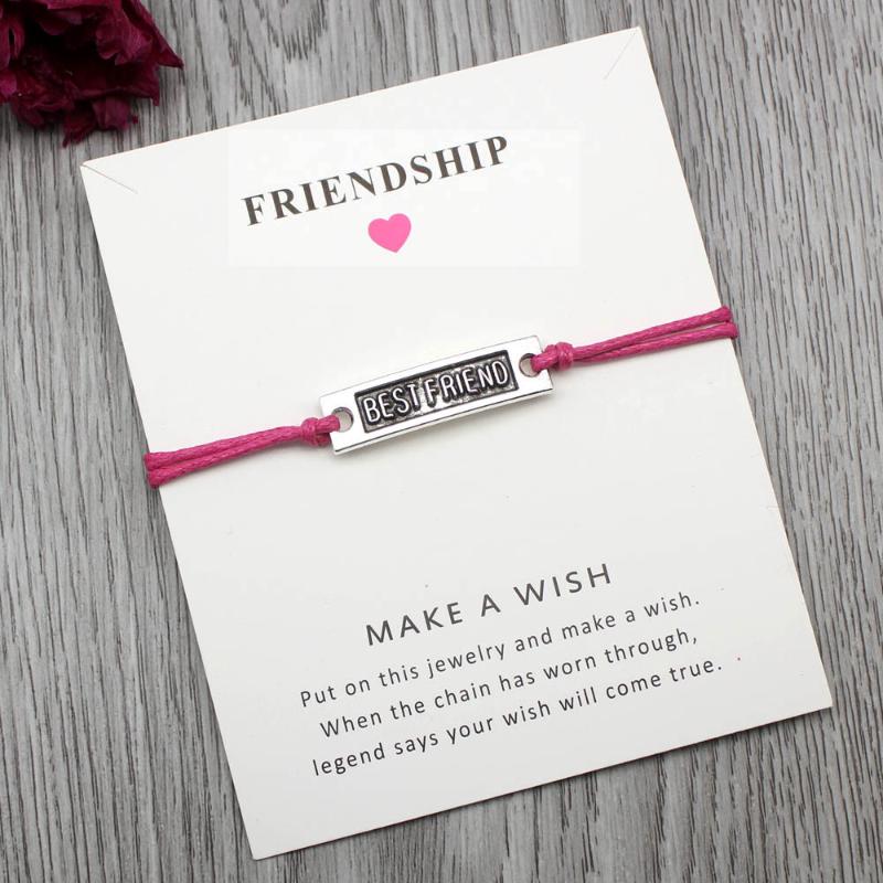 

Custom-Friendship Bracelet-Card with Best Friends Charm Adjustable Bracelets Best Friend Gift Greeting cards Jewelry With C