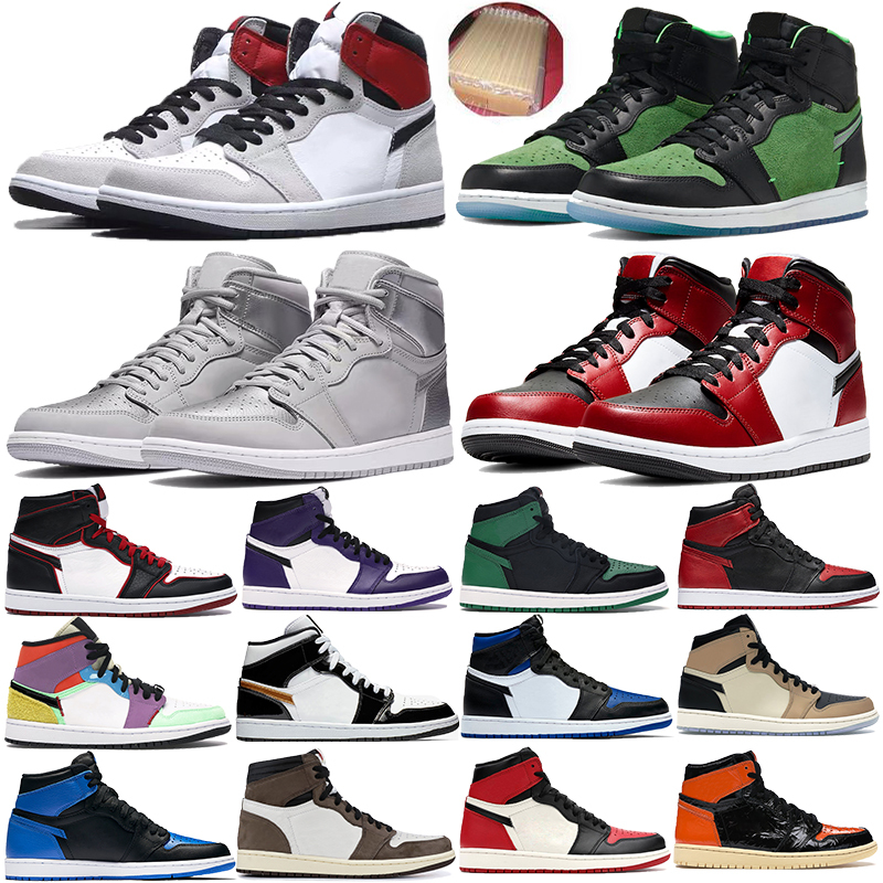 

Jumpman 1 1s High OG Mid light smoke grey banned Chicago royal toe Mens Basketball shoes Pale Ivory women court purple Sneaker Trainers, 25 high bloodline