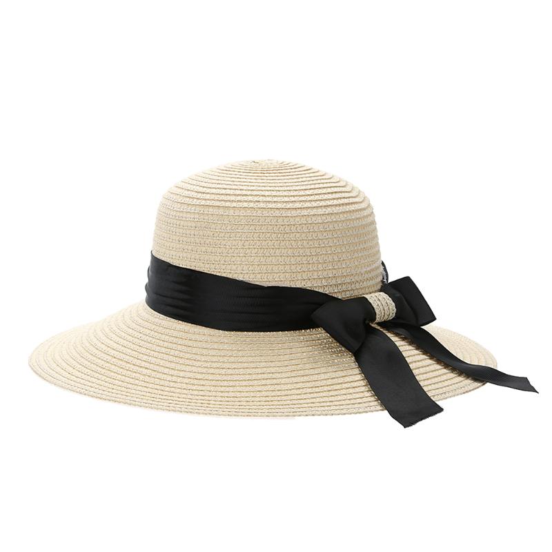 

Wide Brim Hats Summer Women European Casual Fashion Bowknot Holiday Beach Sunhat, Brown