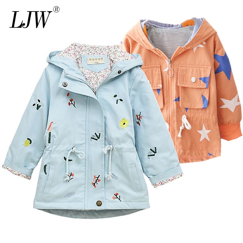 

Baby Girls hooded jacket Toddler 2020 spring Autumn Girls Jackets Coat Waterproof casual Children Kids Outwear flower pattern, As picture