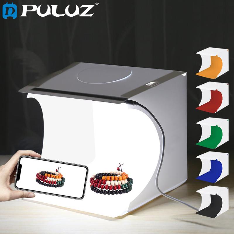 

PULUZ 20*20cm 8 Mini Folding Studio Diffuse Soft Box Lightbox With LED Light Black White Photography Background Photo Studio box