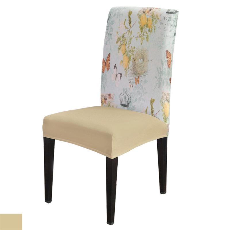

Retro Flower Butterfly Bird Nest Dining Chair Cover Spandex Elastic Print Slipcovers Furniture Cover Kitchen Wedding Supplies