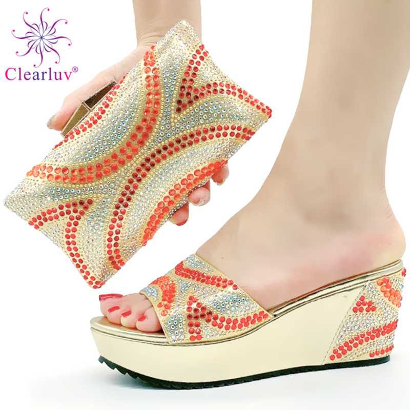 

Shoes and Bag Set African Sets 2020 Hot Selling Italian Style Slingbacks African Women Slippers Nigerian Sandals High Quality, Black