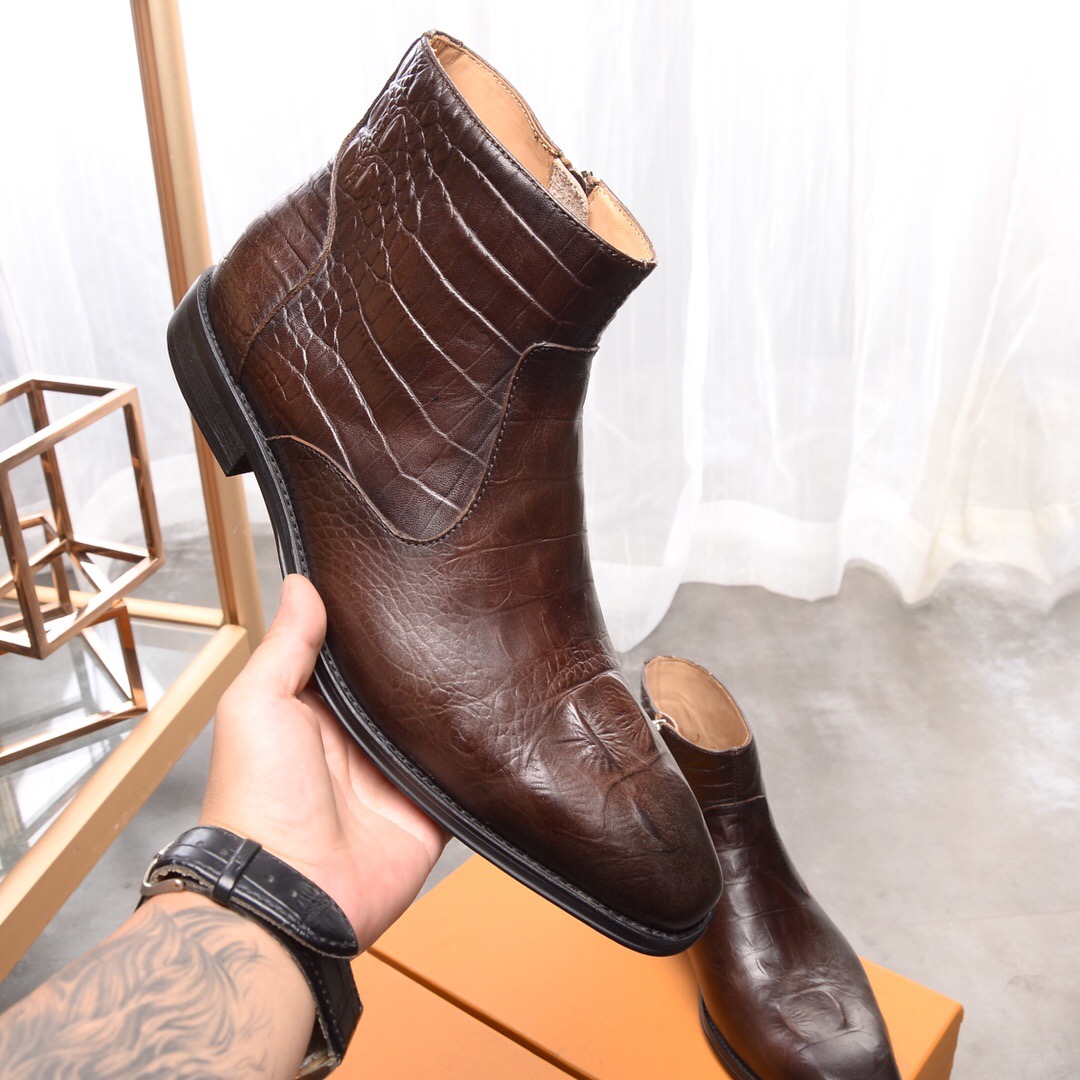 

New 2020 Men Ankle Boots Genuine Leather Fashion Business Oxfords Brand Comfortable Footwear Martin Boots Size 38-45, Black