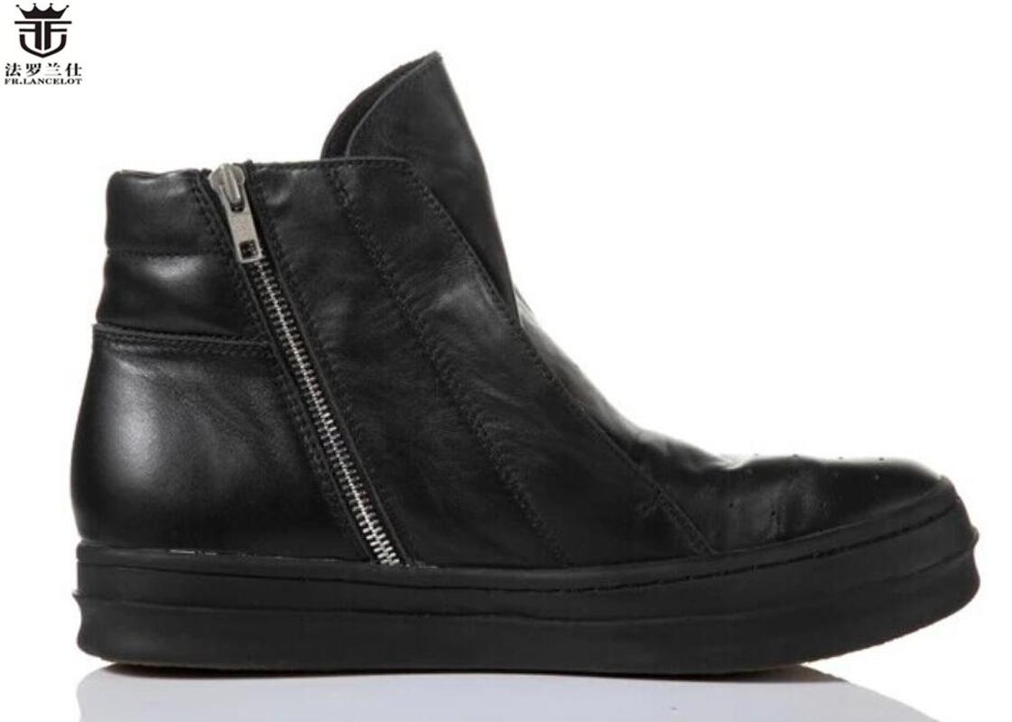 

FR.LANCELOT 2020 fashion men Boots ancient Style Real leather male Boots flat thick heel men's booties zip up soft workin shoes, As pic
