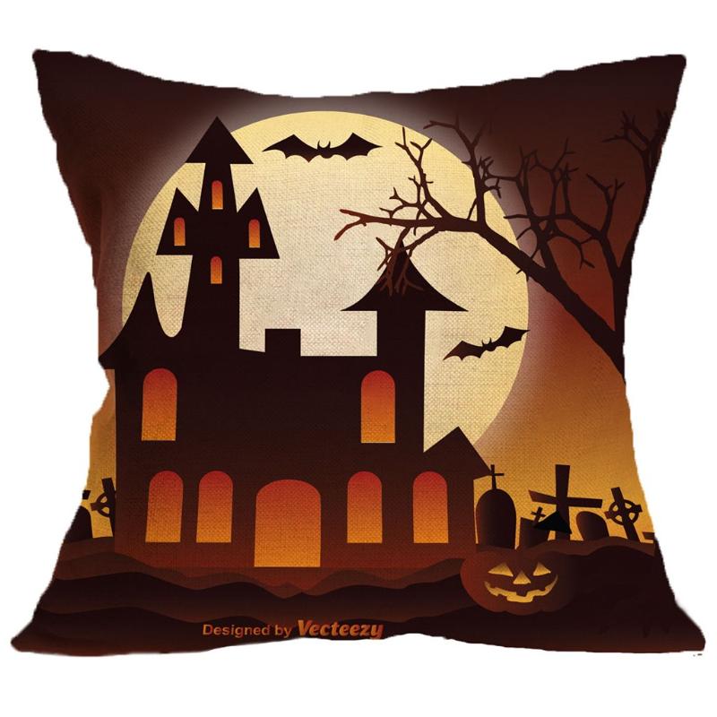 

4PC Halloween Cat Cushion Cover Decor Happy Fall Y'all ghosts Horror Pillowcase Ghost Witch Pumpkin Throw Pillow Case Magical, 1pcs d