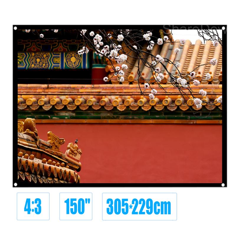 

150inch 4:3 Matte White Fabric Fiber Glass Simple Projection Screen for Slides Movies Portable Front Projection HD Screen