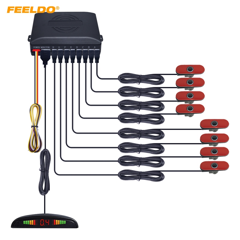 

FEELDO 1Set Car LED Display 8pcs 16.5mm Original Sensors Reverse Aid Backup Radar Parking Sensor System #FD-1360