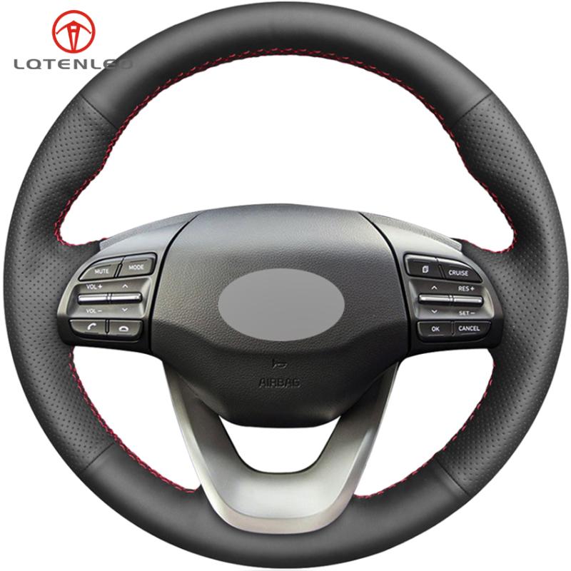 

LQTENLEO Black Artificial Leather DIY Hand-stitched Anti-Slip Car Steering Wheel Cover For Kona 2020-2020 i30 2020-2020