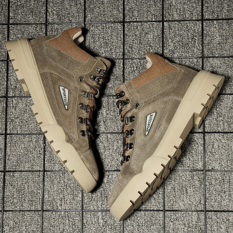 

Men Boots Genuine Leather Boots High Quality Stylish Work Boot Anti-Slip Male Lace-up Ankle Outdoor Walking Shoes Booties, Beige