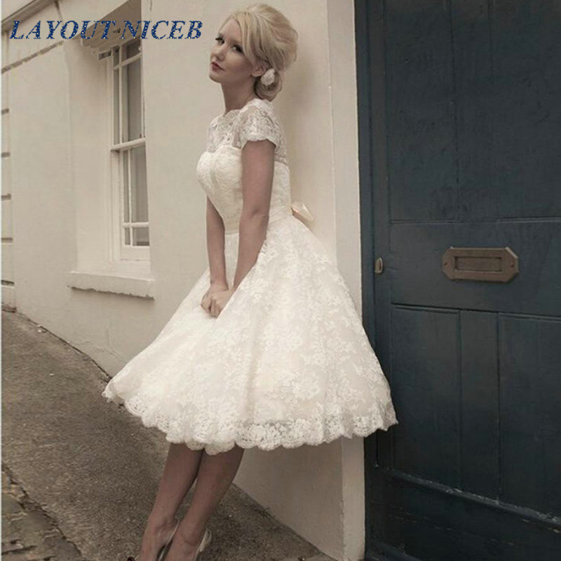 

Vestidos de Novia Open Back Short Wedding Dresses Plus Size Knee-Length Lace vestidos novia cortos Gowns korte trouwjurk, Ivory
