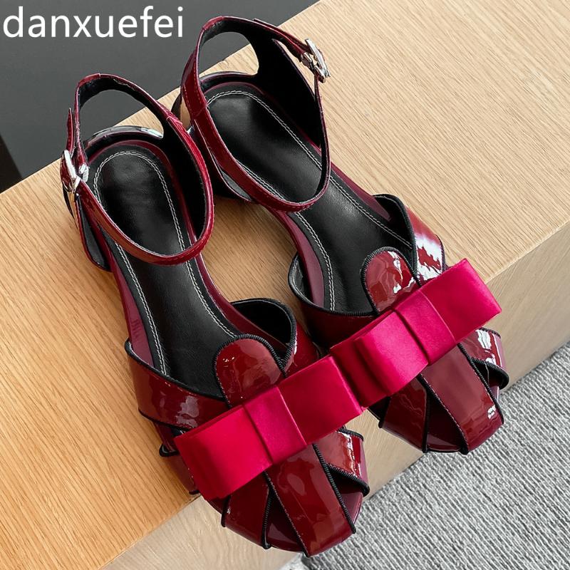 

Women's genuine leather cage student flats sandals cage cut out breathable summer round toe bow tie korean style daily shoes hot, Green