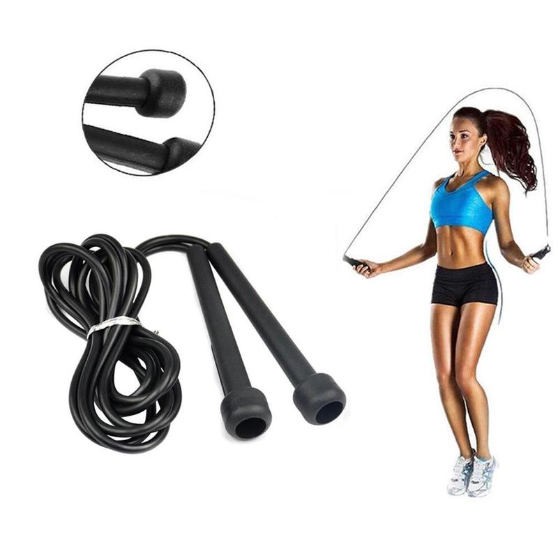 

New Fitness Jump Rope Small Handle Rubber Jump Rope Professional Track and Field Black