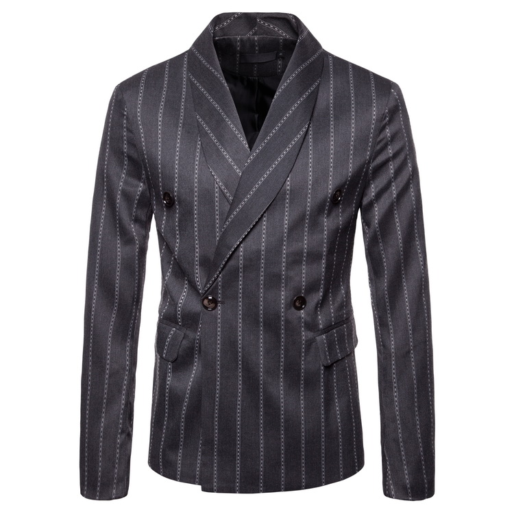 

Mens Business affairs Wedding Long sleeve brand Blazer pattern stripe Suit Jackets dropshipping Slim fashion Dance top coats, Black