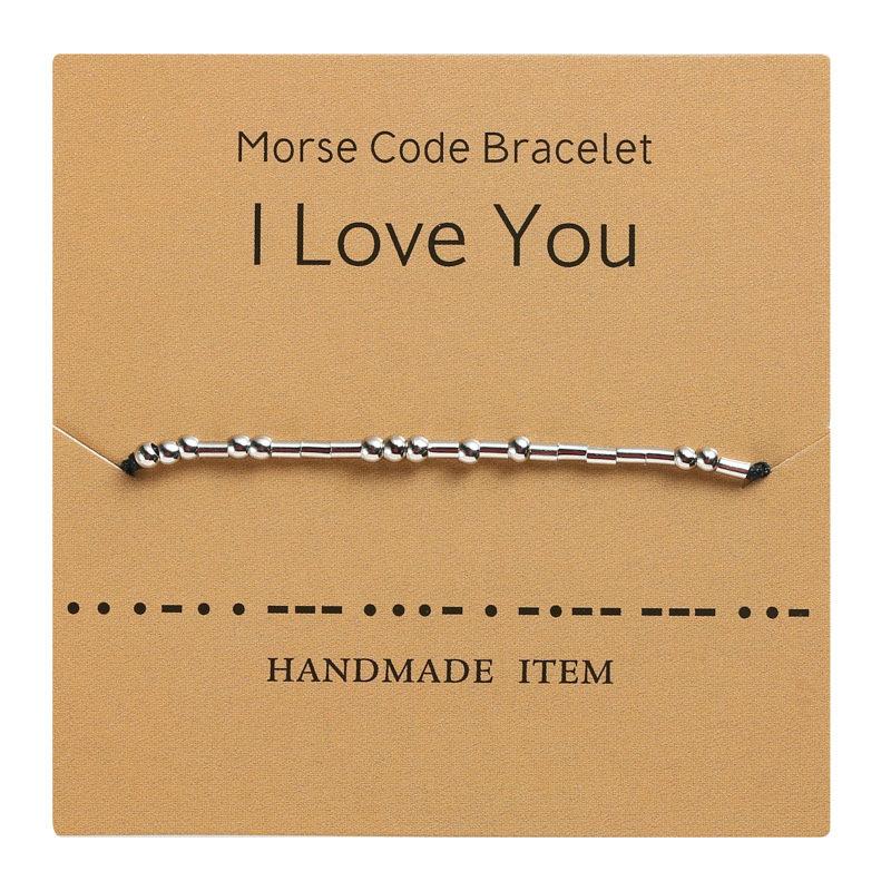 

Morse Code Bracelet Letters Numbers Charm Bangle Silver Plated Copper Brass Bracelets Adjustable Rope Chain Fashion Jewellery