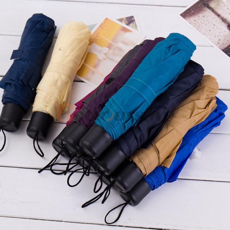 

Portable Mini Anti-uv Folding Compact Rain Sun Umbrella 8K tri-folded umbrella, Solid