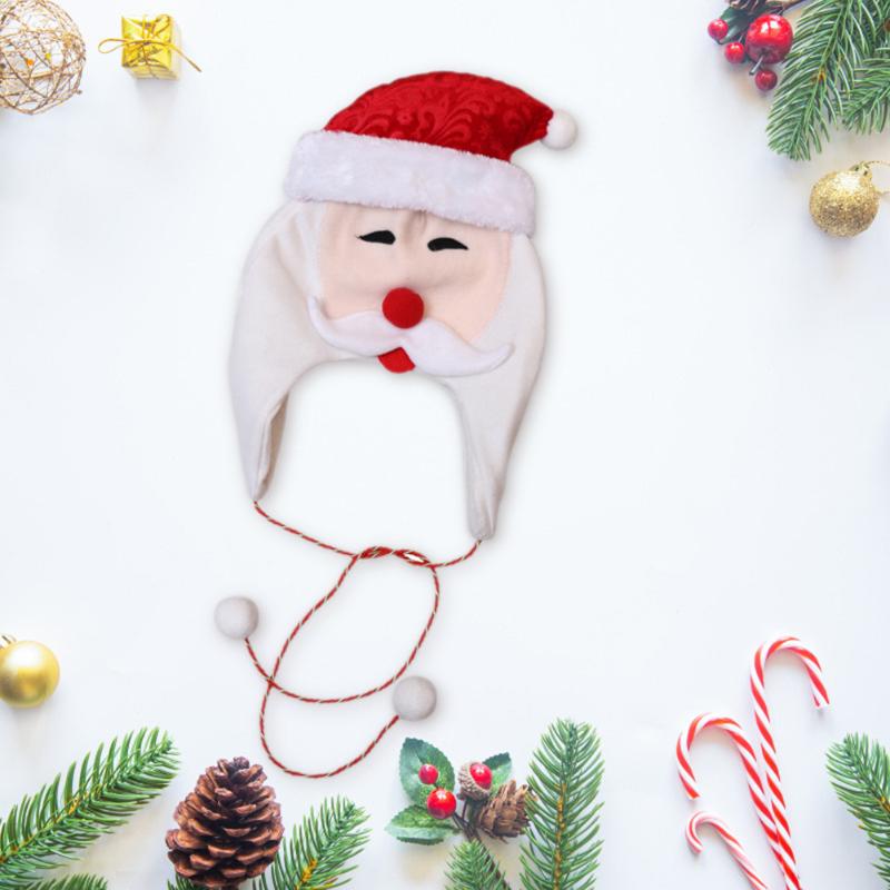 

Portable Christmas Hat Plush Santa Claus Snowman Elk Cap Earmuffs Hat Kid Festival Costume Christmas Decorations for Home