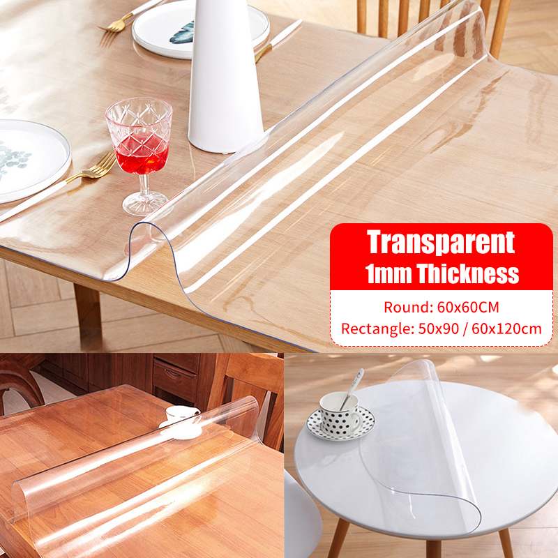 

Soft Clear Tablecloth Transparency TPU Table Cloth Waterproof Oilproof Kitchen Dining Table Cover for Rectangle/Round 1mm, 50x90cm