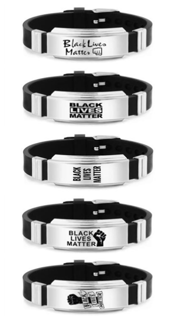 

Hot Sale Black Lives Matter Silicone Wristband Black Silicone Rubber Bracelet & Bangles For Men Women Name Gifts