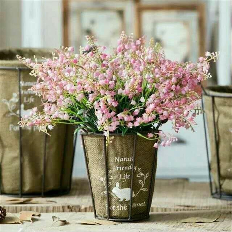 

7Pcs Fake Bell Ochid (7 stems/bunch) 13.39" Length Simulation Campanula for Wedding Home Showcase Decorative Artificial Flowers, Orange