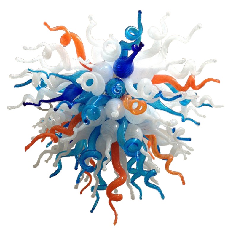 

100% handmade mouth blown glass chandelier modern led chandeliers blue and white art glass chandelier pendant lighting