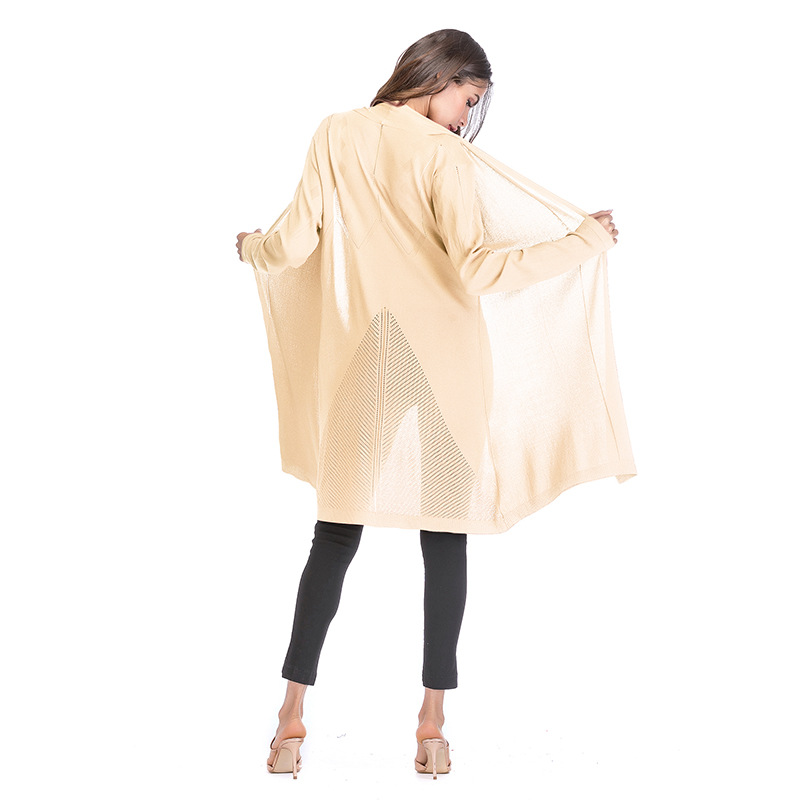 

2020 Women Midi Long Cardigan Summer Autumn Thin Silk Knitted Cardigans Female Casual Loose Sweater Coat Plus Size Trench, Black