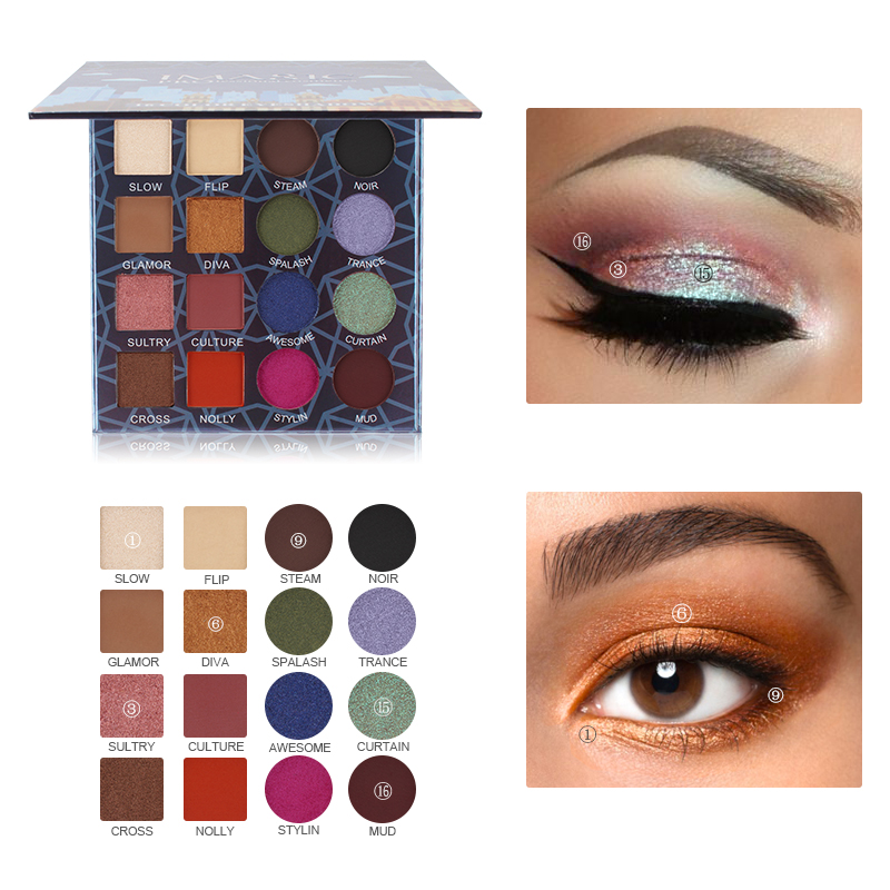 

IMAGIC New Arrival Charming Eyeshadow 16 Color Palette Make up Palette Matte Shimmer Pigmented Eye Shadow Powder, Ey-322