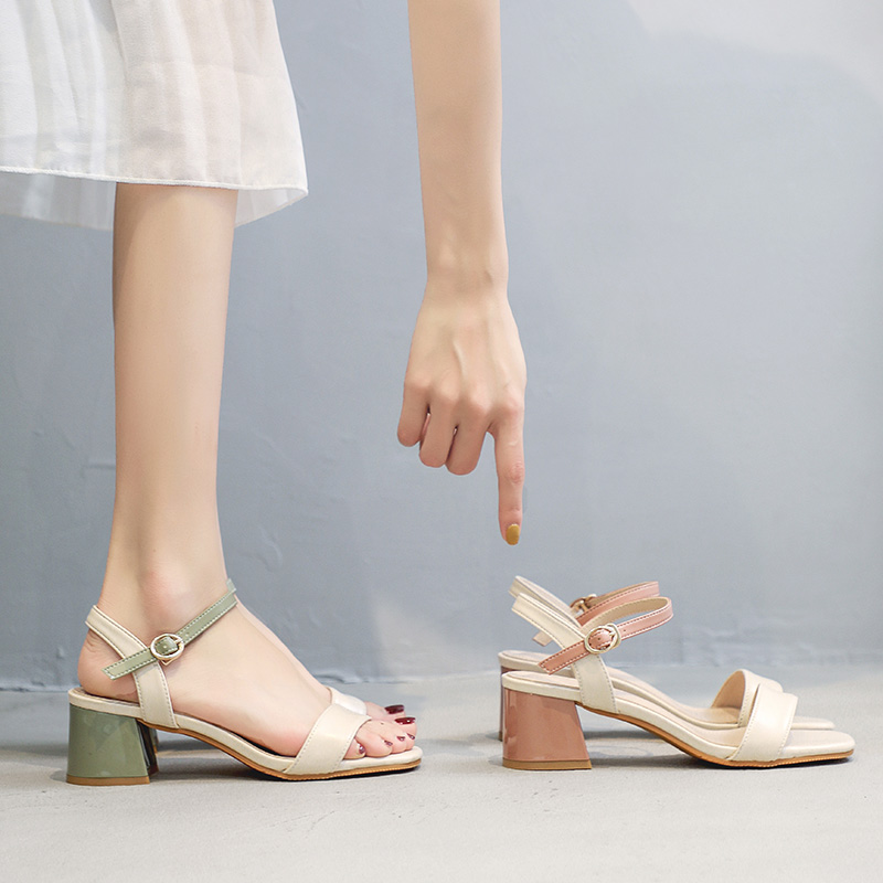 

New summer wild color matching Roman women's shoes, Pink