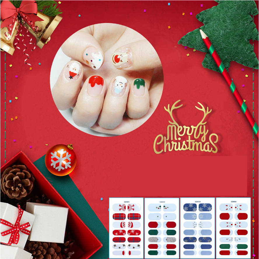 

christmas decorations 2020 14 stickers cross-border foreign trade Christmas nail art full stickers nail art accessories 3d nail stickers