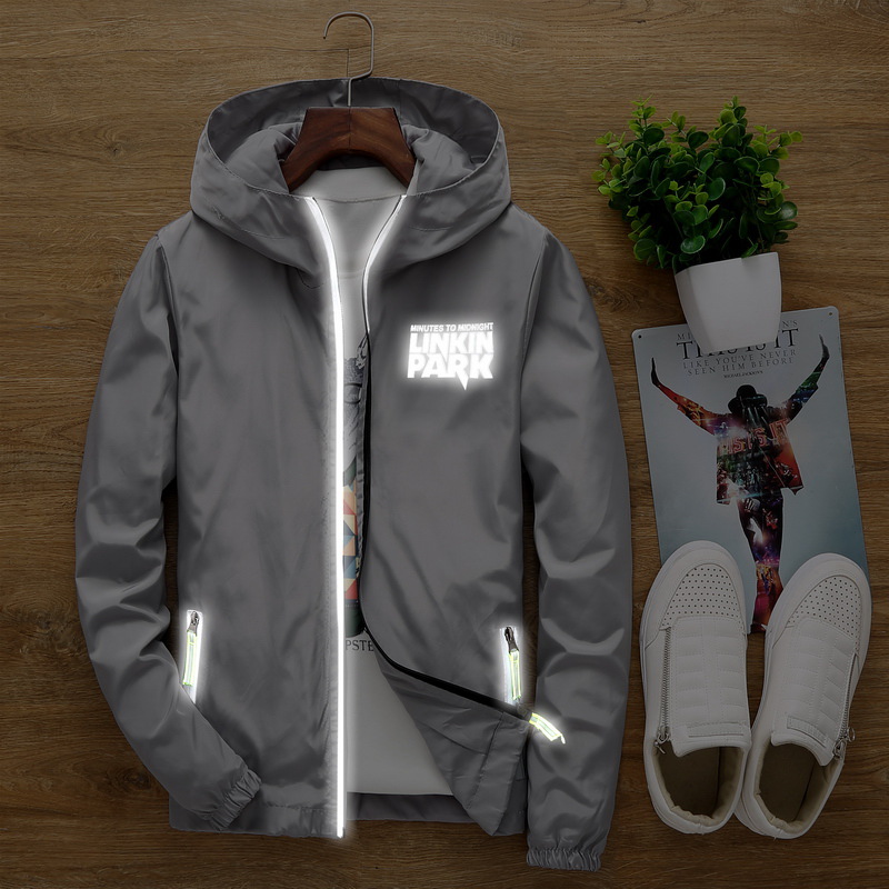 

S to 7XL plus size linkin park men women anti-wind hoodie sweatshirt light-reflective tracksuit zipper jacket coat
