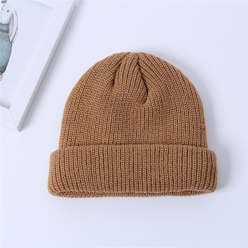 

2020 Unisex Winter Ribbed Knitted Cuffed Short Melon Cap Solid Color Skullcap Baggy Retro Ski Fisherman Docker Beanie Hat Slouchy, 16