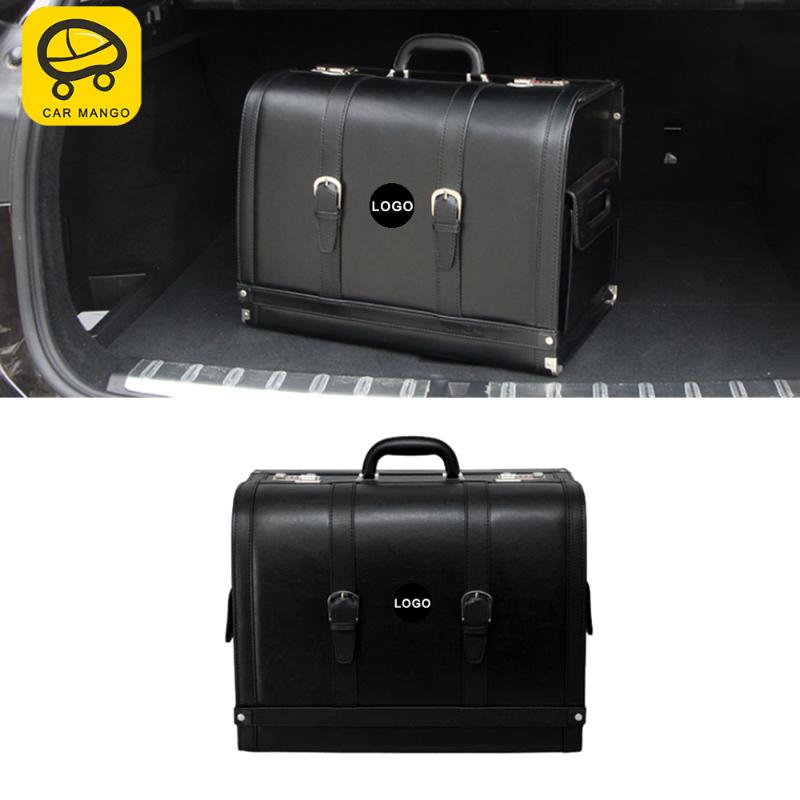 

CARMANGO Car Accessories Genuine Cow Leather Trunk Storage Box Organizer Case Container Holder for 1 3 5 7 Series X1 X3 X4