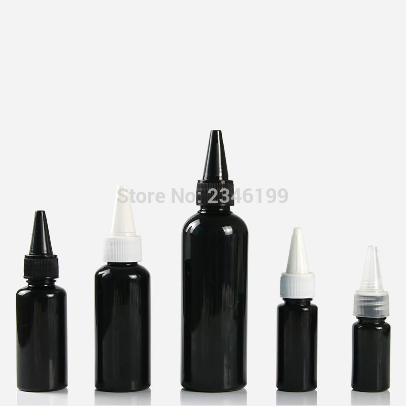 

Empty Plastic Bottle 50ml Empty Black Cosmetic Container Black Cover Tip Cap Plastic Bottle 100pcs
