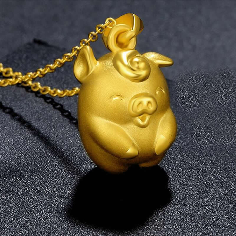 

Hot Sale Pure 24K Yellow Gold Pendant 12 Chinese Zodiacs Fly Pig Pendant 2.4g