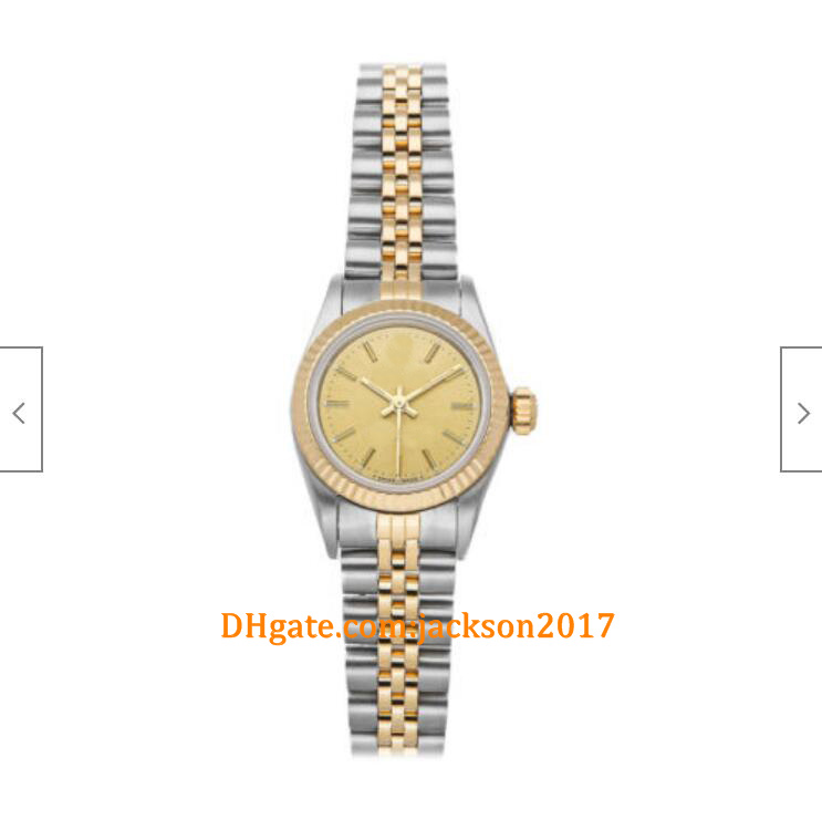 

20 style Christmas gift watches 26mm Perpetual Auto Steel Yellow Gold Ladies Bracelet Watch 67193, Slivery;brown
