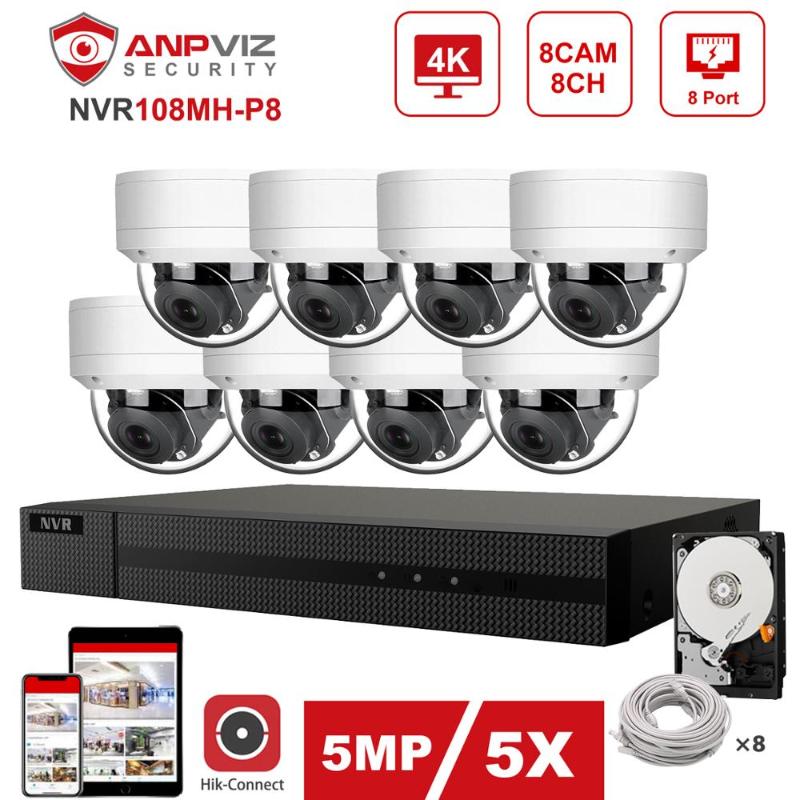 

Hikvision OEM 8CH 4K NVR 4/6/8pcs 5MP IP PTZ 5X Zoom Camera POE IP Security System Kit Audio Camera Indoor/Outdoor P2P IP66