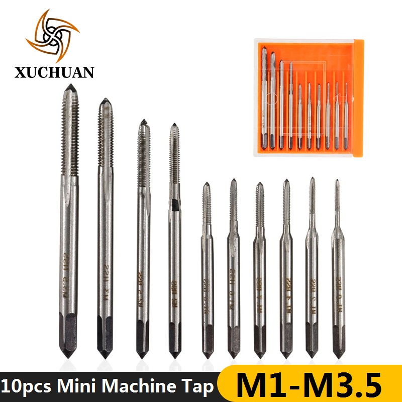

6/10pcs Mini Machine Tap HSS Straight Flute Screw Thread Tap Set Plug Drill M1 M1.2 M1.4 M1.6 M1.7 M1.8 M2 M2.5 M3 M3.5