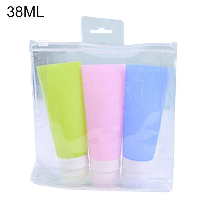 

3Pcs 38/60/80ml Travel Silicone Lotion Shampoo Shower Gel Cosmetics Empty Bottle cosmetics lip gloss tubes spray bottle perfume