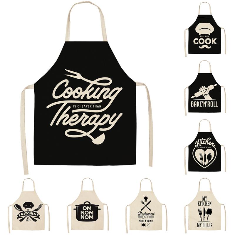 

Kitchen Tools Print Apron For Home Kitchen Cooking Baking Wear Linen Adults&Children Minimalist Bandage Bib Apron