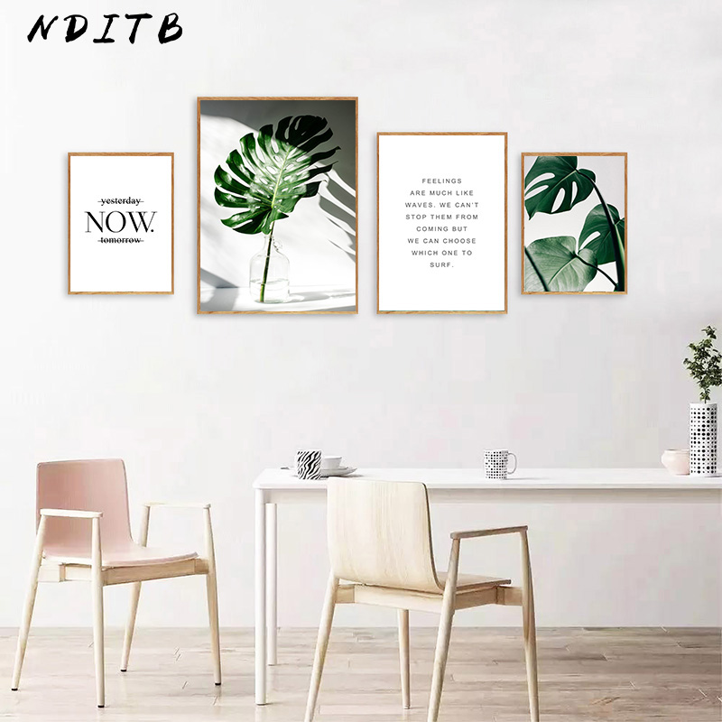 

Plant Leaf Canvas Poster Nordic Wall Art Print Scandinavian Painting Motivational Quotes Decoration Picture Living Room Decor