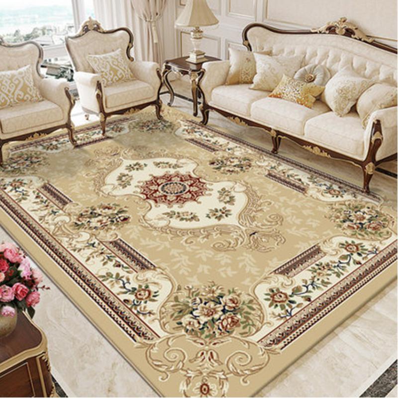 

Modern Carpets For Living Room Home Bedroom Polypropylene Rug Sofa Coffee Table Floor Mat Study Room Woven Rugs Beige Floral Rug
