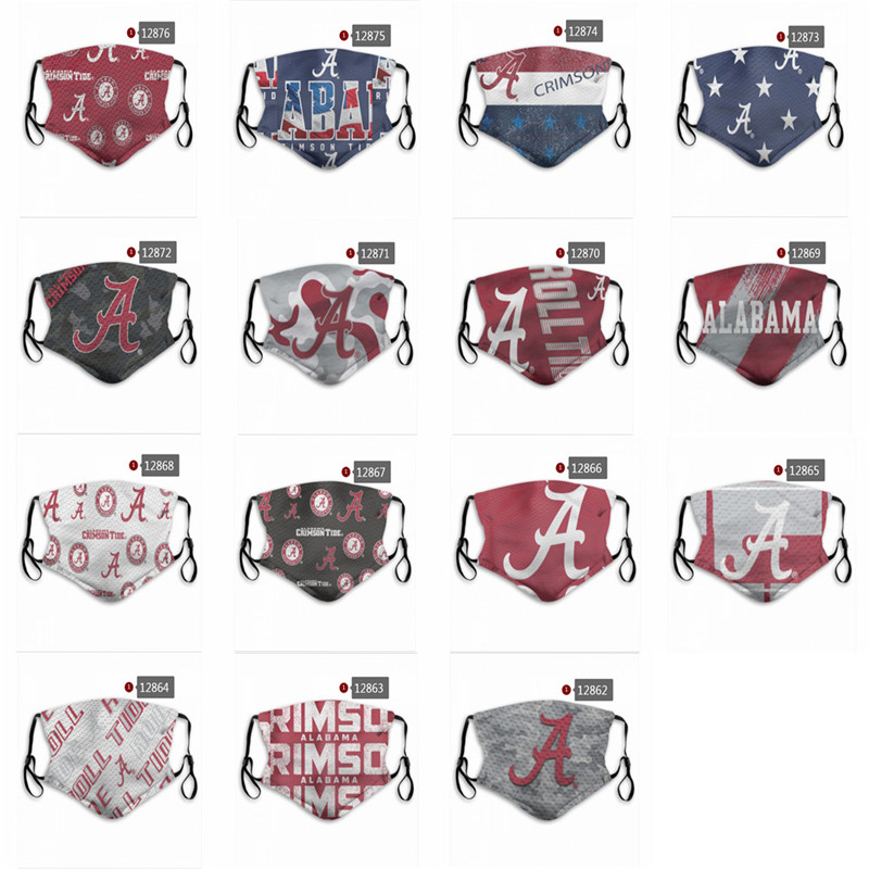 NCAA Alabama Crimson Tide Michigan University Cycling Face Masks Washable Adjustable Reusable Party Outdoor Sports Dust Proof Cotton Mask-image-572759043