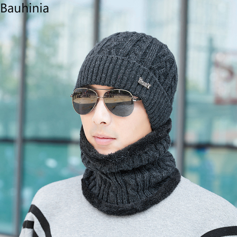 

Skullies Beanies Men Winter Knitted Hat Scarf Winter Hats For Men Women Gorras Wool Bonnet Mask Male Beanie Hat Cap 2020 New